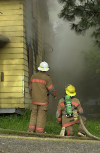 volunteers at training burn 