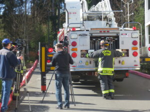 firefighter training filming with fire departments